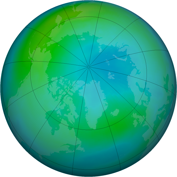 Arctic ozone map for October 2000